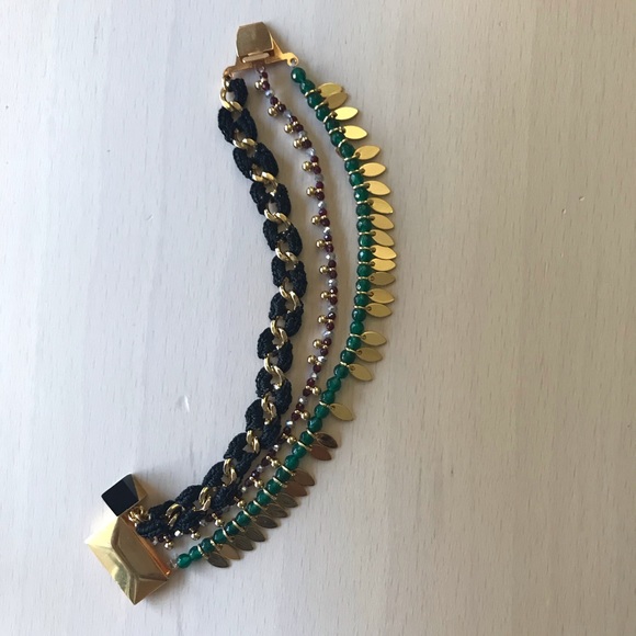 NOCTURNE 3-Tier Gold/Macrame Beaded Bracelet - Picture 5 of 5